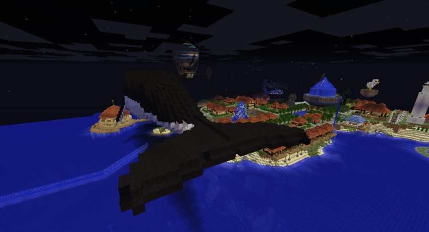 Minecrafterししゃもがぷっこ村に空飛ぶ巨大クジラを作成する5