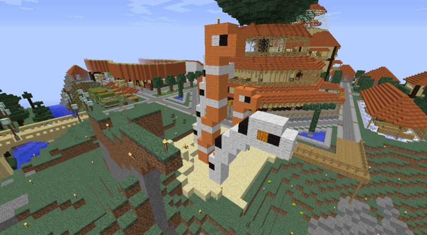 Minecrafterししゃもがマインクラフトでぷっこ村に巨大チンアナゴを作成する1