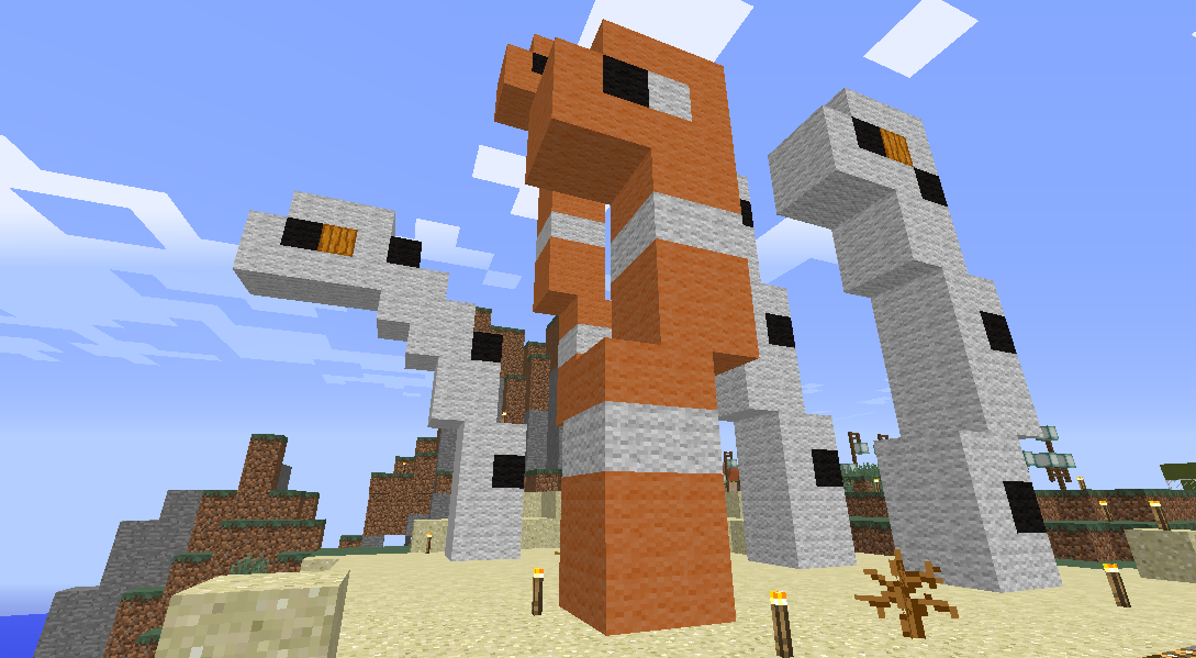 Minecrafterししゃもがマインクラフトでぷっこ村に巨大チンアナゴを作成する2
