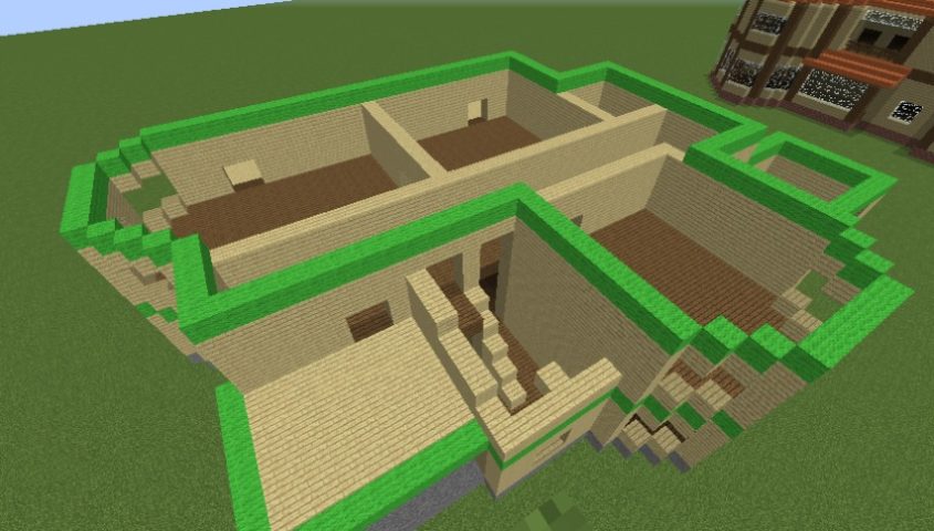 Minecrafterししゃもがマインクラフトでぷっこ村にブラフ18番館を建設し巨大噴水を眺めながらくつろげる観光資源化する4