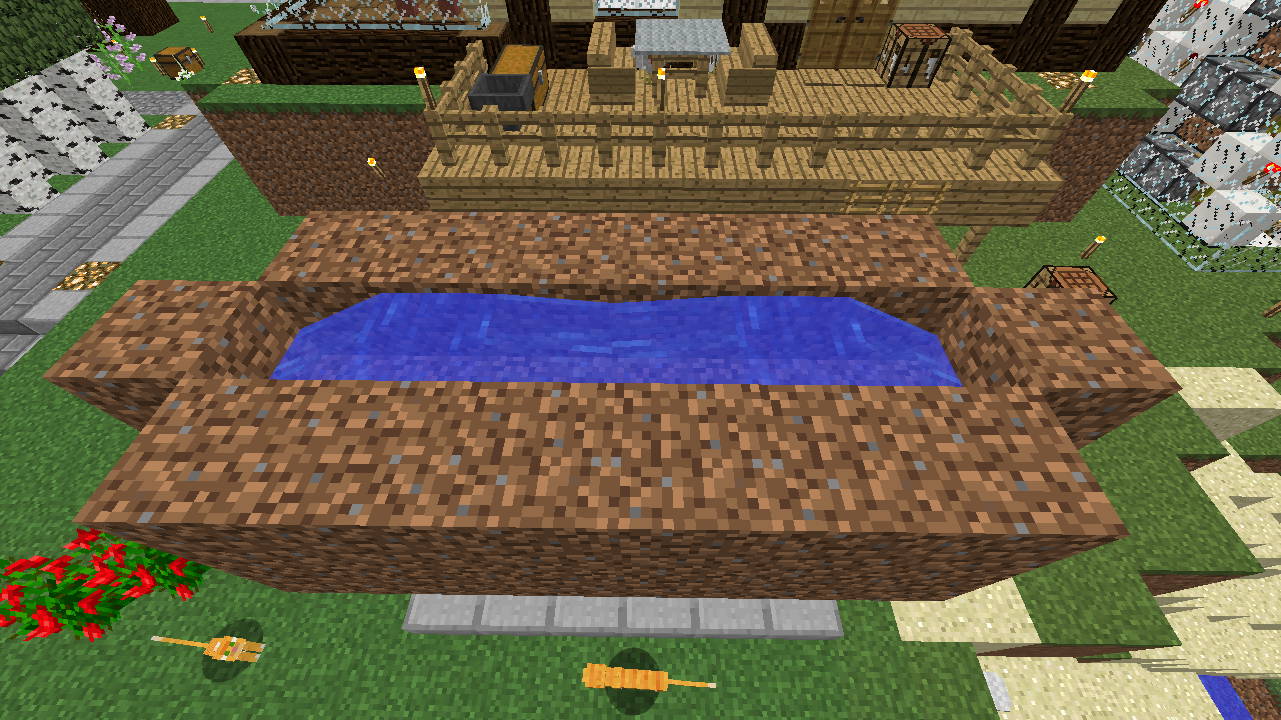 Minecrafterししゃもがマインクラフトでぷっこ村に水のカーテンを作成し作成方法を茶番を演じながら紹介する10
