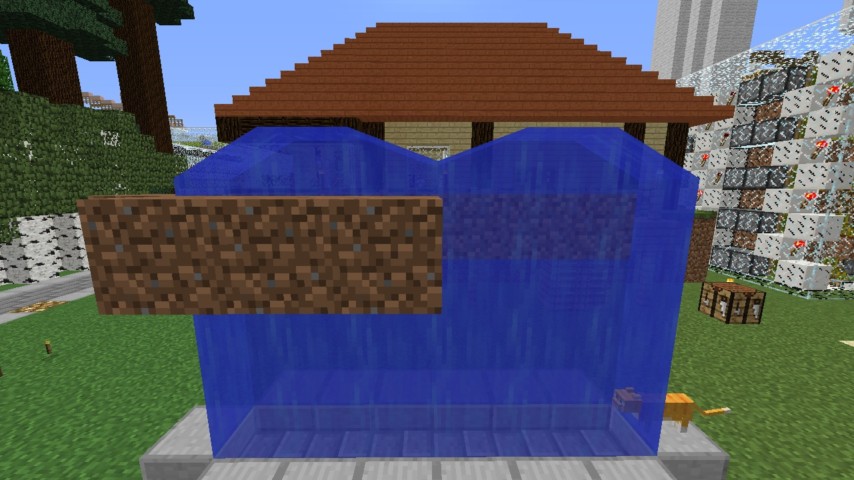 Minecrafterししゃもがマインクラフトでぷっこ村に水のカーテンを作成し作成方法を茶番を演じながら紹介する16