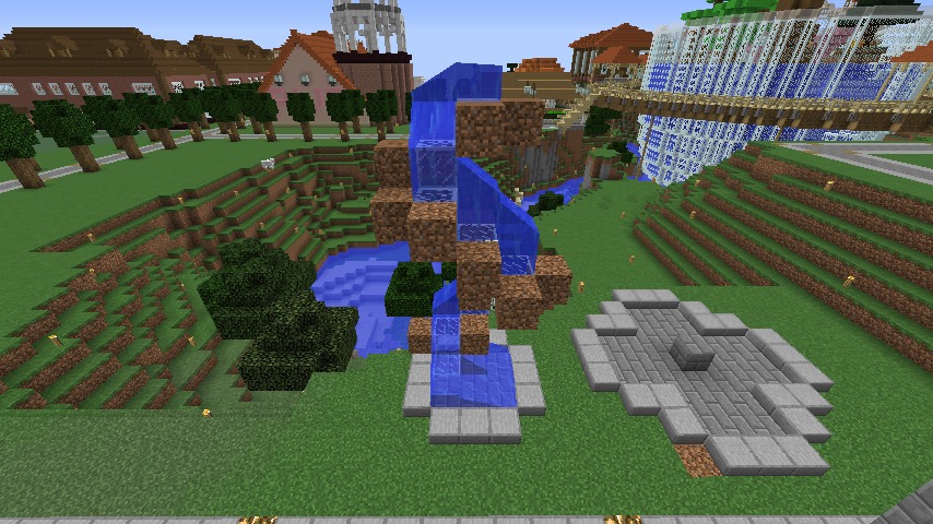 Minecrafterししゃもがマインクラフトでぷっこ村にウネウネした噴水を作る15