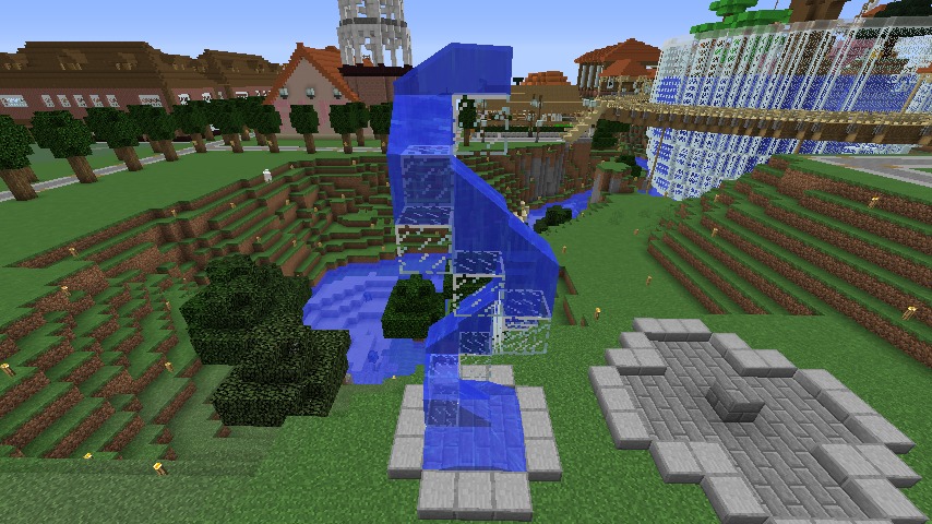 Minecrafterししゃもがマインクラフトでぷっこ村にウネウネした噴水を作る16