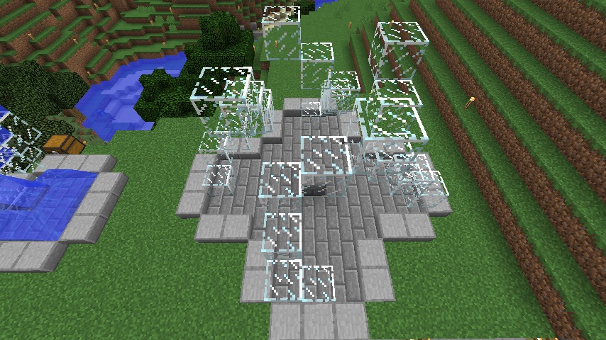 Minecrafterししゃもがマインクラフトでぷっこ村にもっとウネウネした噴水を作って作り方を紹介する8