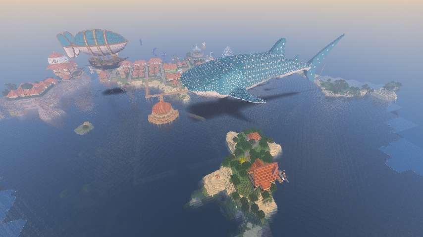 Minecrafterししゃもがマインクラフトでぷっこ村に巨大ジンベエザメを作成する6
