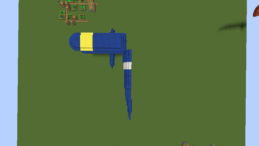 Minecrafterししゃもがマインクラフトでぷっこ村にジブリ作品の紅の豚に出る飛行機カーチスR3C-0 非公然水上戦闘機を作る3