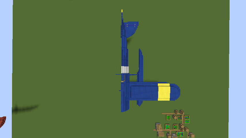 Minecrafterししゃもがマインクラフトでぷっこ村にジブリ作品の紅の豚に出る飛行機カーチスR3C-0 非公然水上戦闘機を作る4