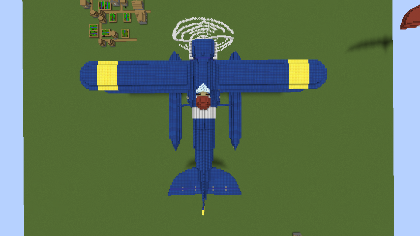 Minecrafterししゃもがマインクラフトでぷっこ村にジブリ作品の紅の豚に出る飛行機カーチスR3C-0 非公然水上戦闘機を作る5
