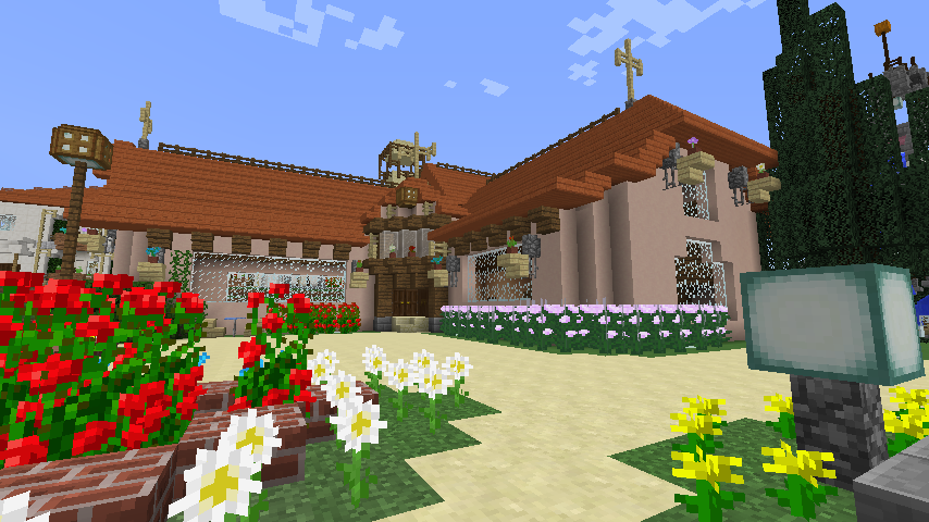 Minecrafterししゃもがマインクラフトでぷっこ村にオルゴールの森にある小さな教会を建てて結婚式場にする12