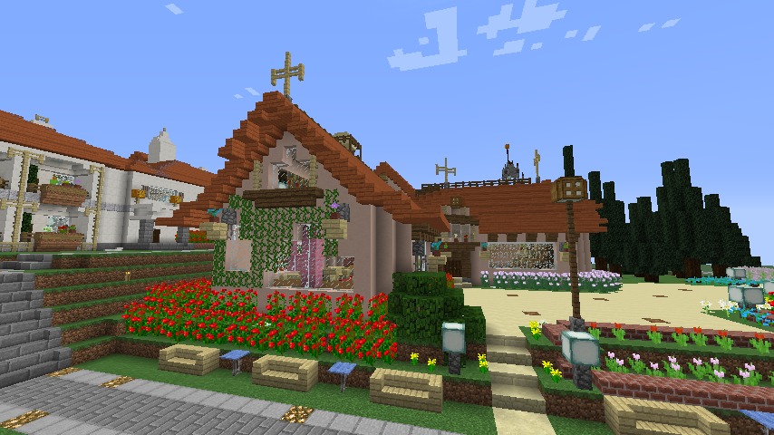 Minecrafterししゃもがマインクラフトでぷっこ村にオルゴールの森にある小さな教会を建てて結婚式場にする14