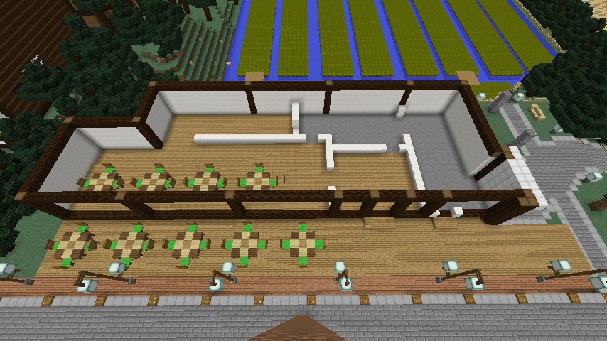 Minecrafterししゃもがマインクラフトで大通りに面した休憩施設を作っちゃう2