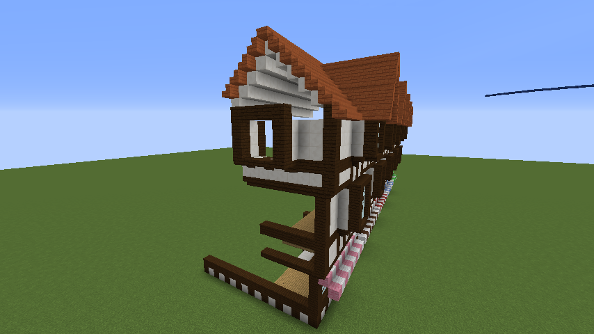 Minecrafterししゃもがマインクラフトでぷっこ村にチューダー様式の商店を建築する4