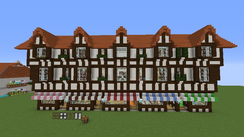 Minecrafterししゃもがマインクラフトでぷっこ村にチューダー様式の商店を建築する7