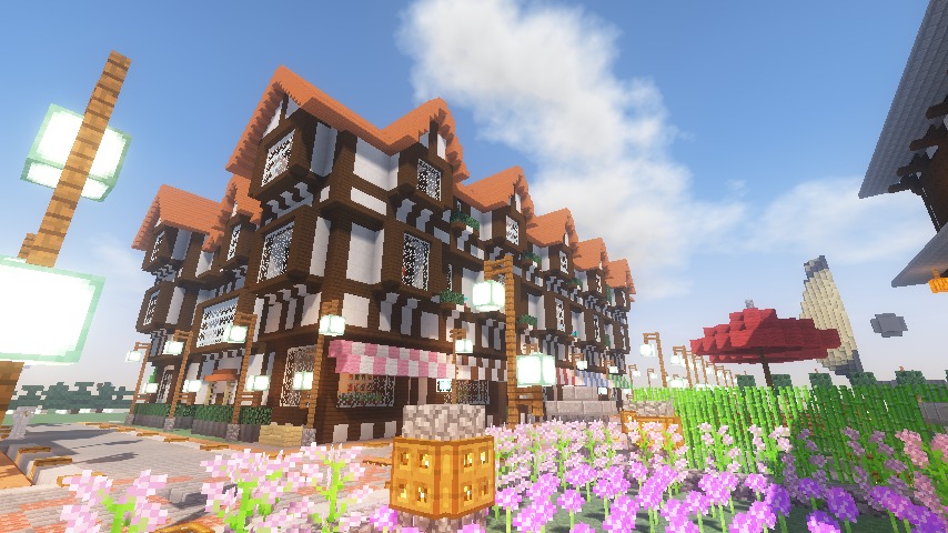 Minecrafterししゃもがマインクラフトでぷっこ村にチューダー様式の商店を建築する12