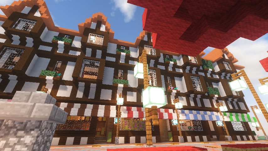 Minecrafterししゃもがマインクラフトでぷっこ村にチューダー様式の商店を建築する13