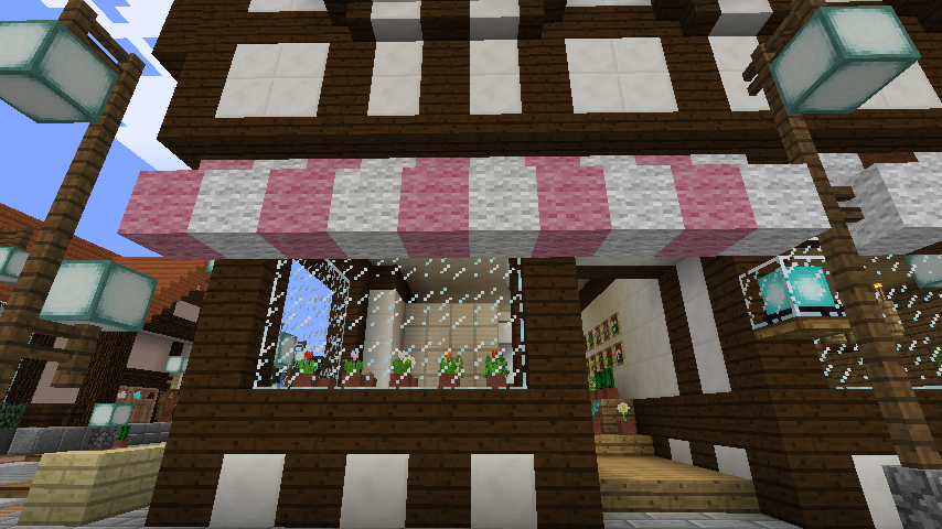 Minecrafterししゃもがマインクラフトでぷっこ村にチューダー様式の商店を建築する3