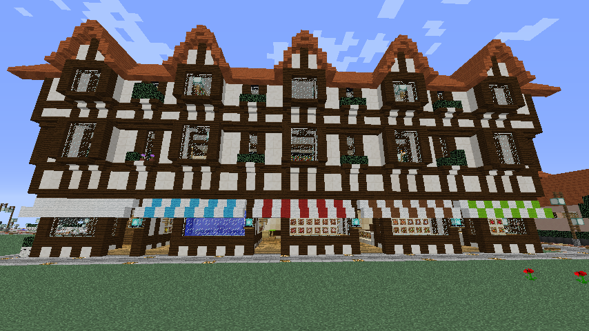 Minecrafterししゃもがマインクラフトでぷっこ村にチューダー様式の商店を建築する2
