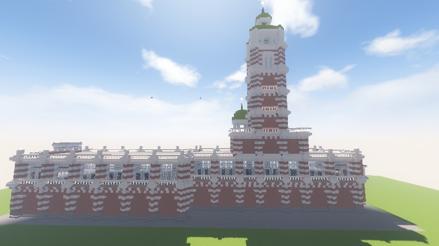 Minecrafterししゃもがマインクラフトでぷっこ村にCentral Fire Stationをモデルにした消防署を建築する11