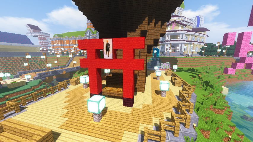 Minecrafterししゃもがマインクラフトでぷっこ村にお金の神様の像を建築する7