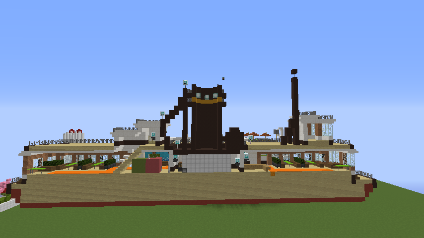 Minecrafterししゃもがマインクラフトでぷっこ村観光客のお迎え用フェリーを作る3