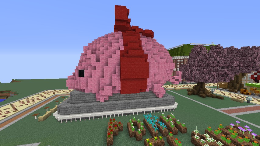 Minecrafterししゃもがマインクラフトでぷっこ村に豚をフィーチャーした公園を建築する8