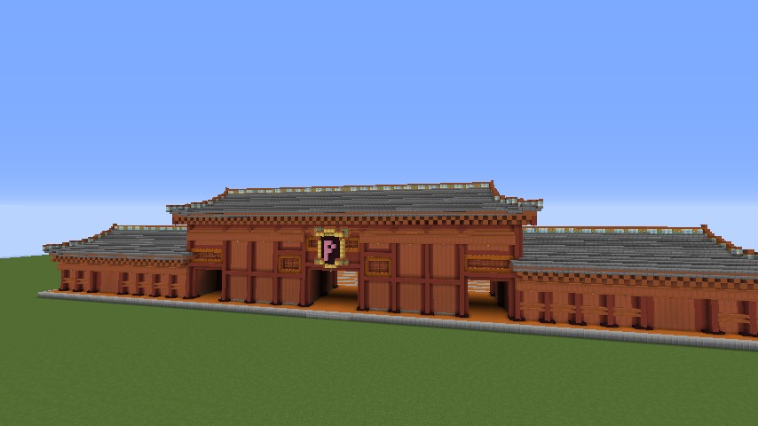 Minecrafterししゃもがマインクラフトで焼失した首里城奉神門をぷっこ村に再建する6