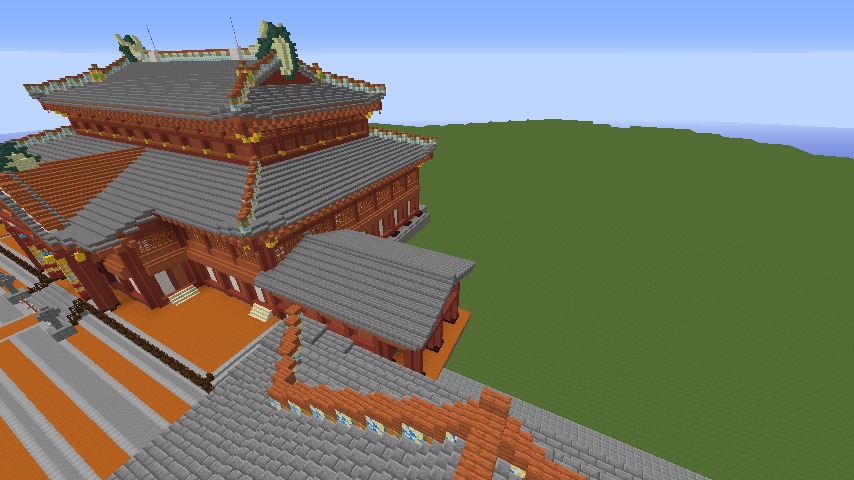 Minecrafterししゃもがマインクラフトで焼失した首里城の黄金御殿、寄満、近習詰所をぷっこ村に再建する1