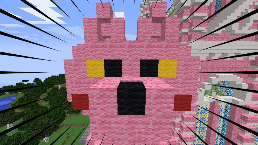 Minecrafterししゃもがマインクラフトでぷっこ村にピンクの教会を移築する5
